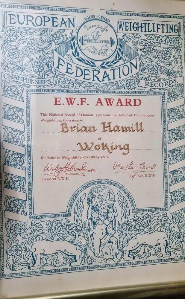 EWF Award of Honour, European Weightlifting Federation